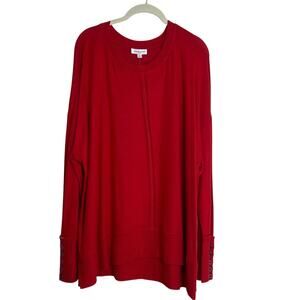 Westbound Woman Sweater 2X Red Long Sleeve Button Cuff Lightweight Knit